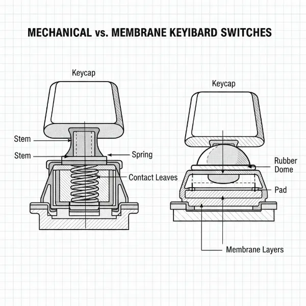 A detailed comparison of mechanical and membrane keyboard switch mechanisms