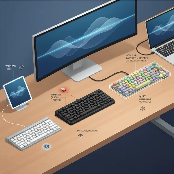 Comparing different types of wireless keyboards for workspace productivity